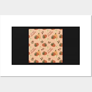 Hey there pumpkin seamless pattern design Posters and Art